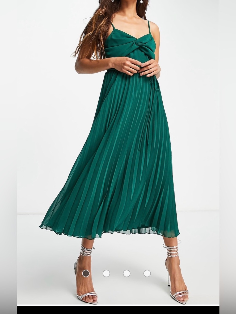 ASOS emerald green pleated dress Size 6”